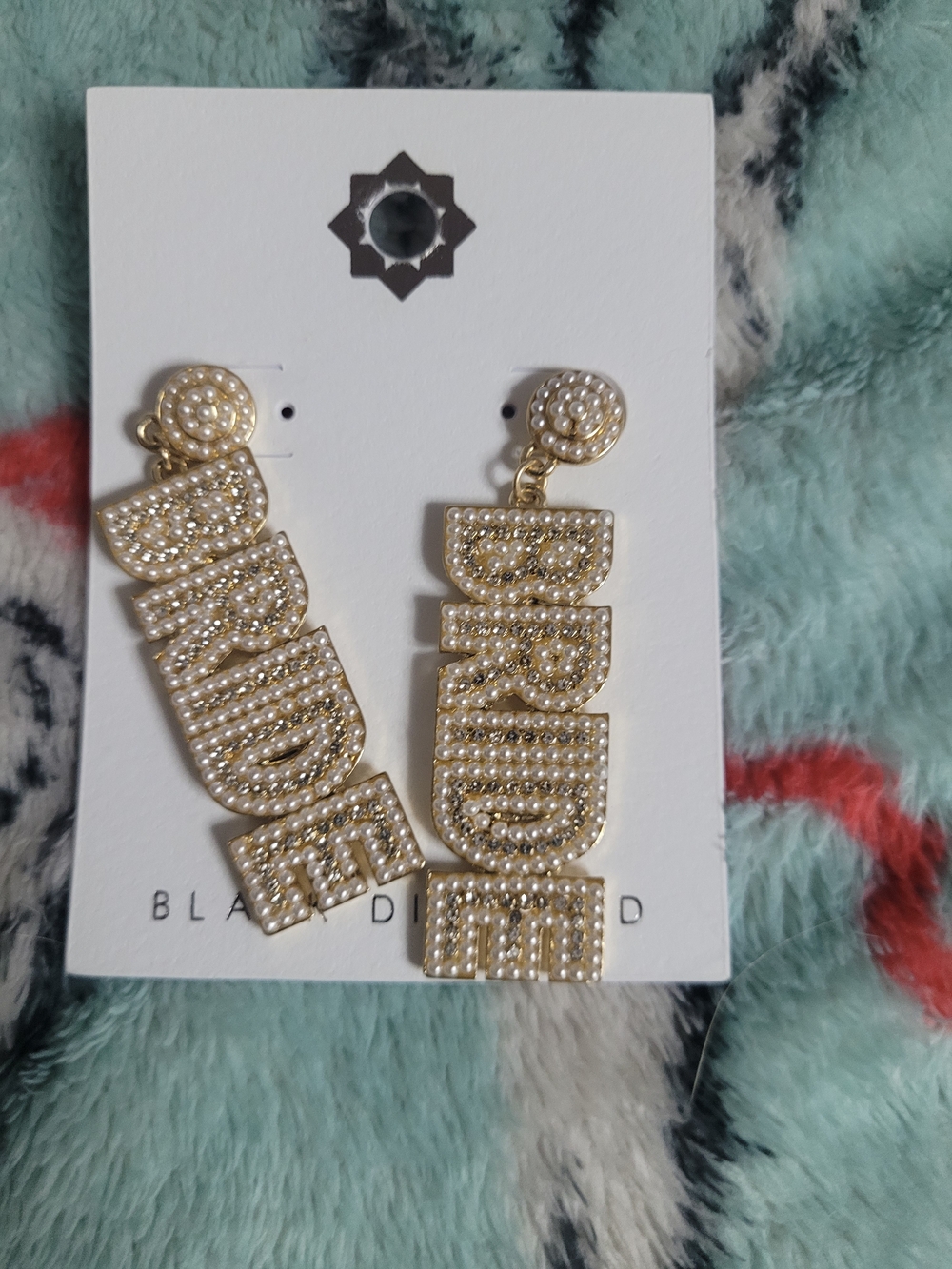 Gold Pearl-Accented 'Bride' Drop Earrings by